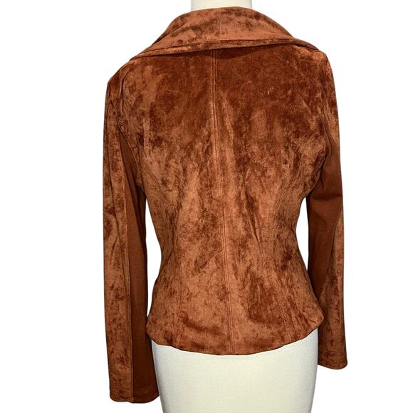 BLANKNYC Moto Jacket Womens M Rust Brown Faux Vegan Soft Suede Modern Boho Chic - Picture 7 of 16